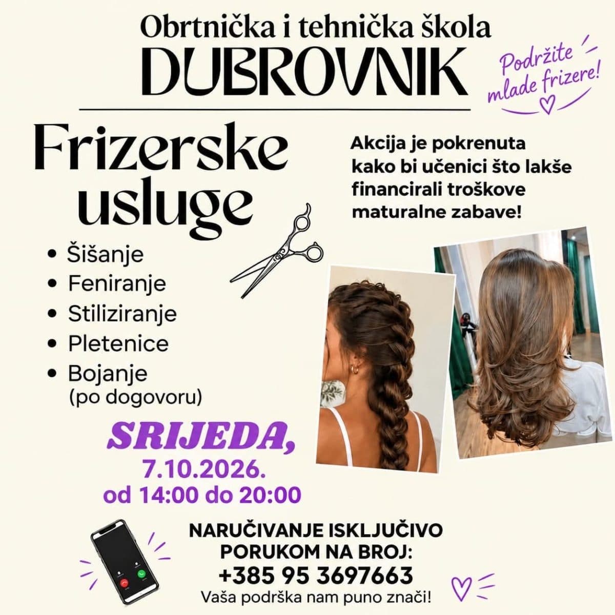 PODRŽITE MLADE FRIZERE Do nove frizure, a njima pomozite financirati maturalnu zabavu