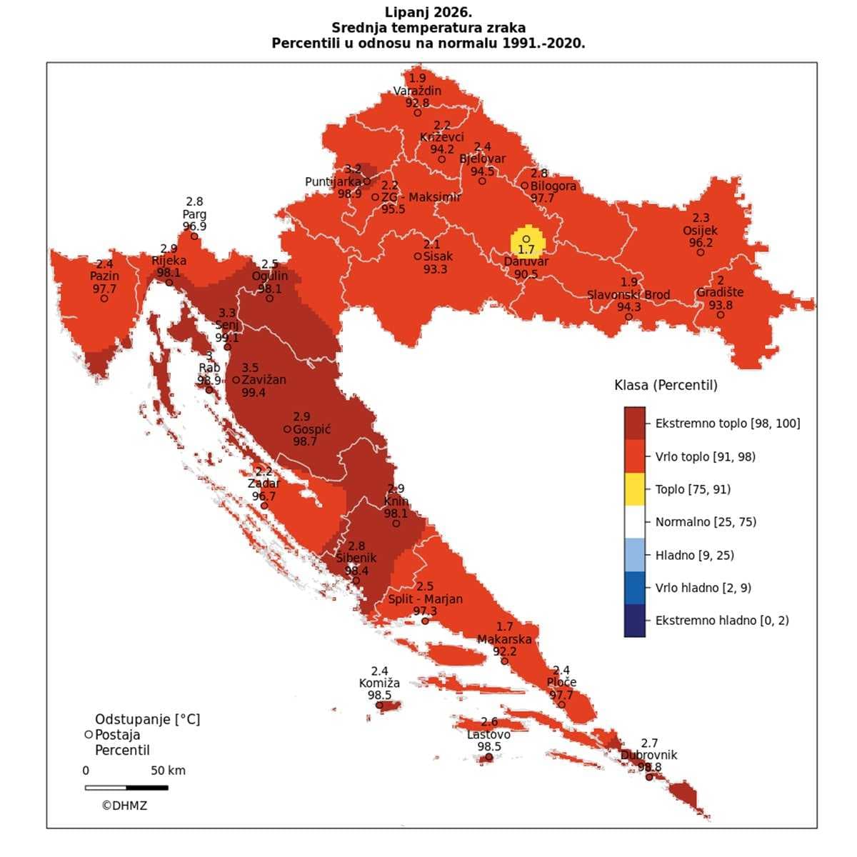 DHMZ OBJAVIO KLIMATOLOŠKU OCJENU Dubrovnik među područjima s ekstremno toplim lipnjem