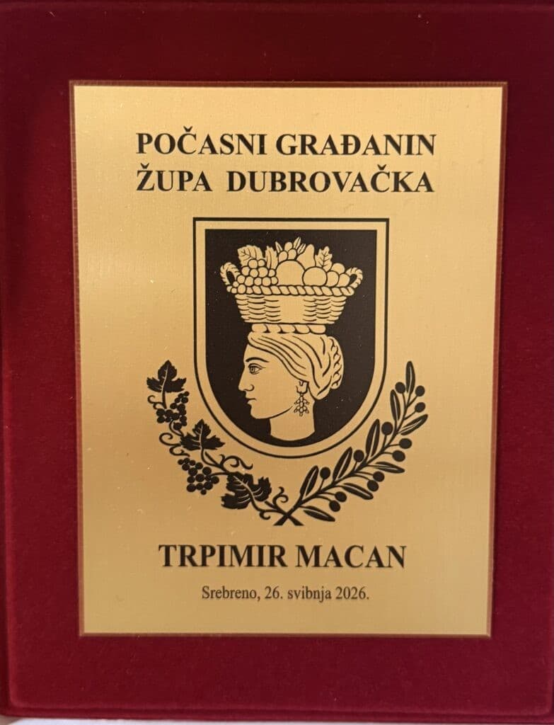 POČASNI GRAĐANIN Trpimir Macan postao počasni građanin Općine Župa dubrovačka