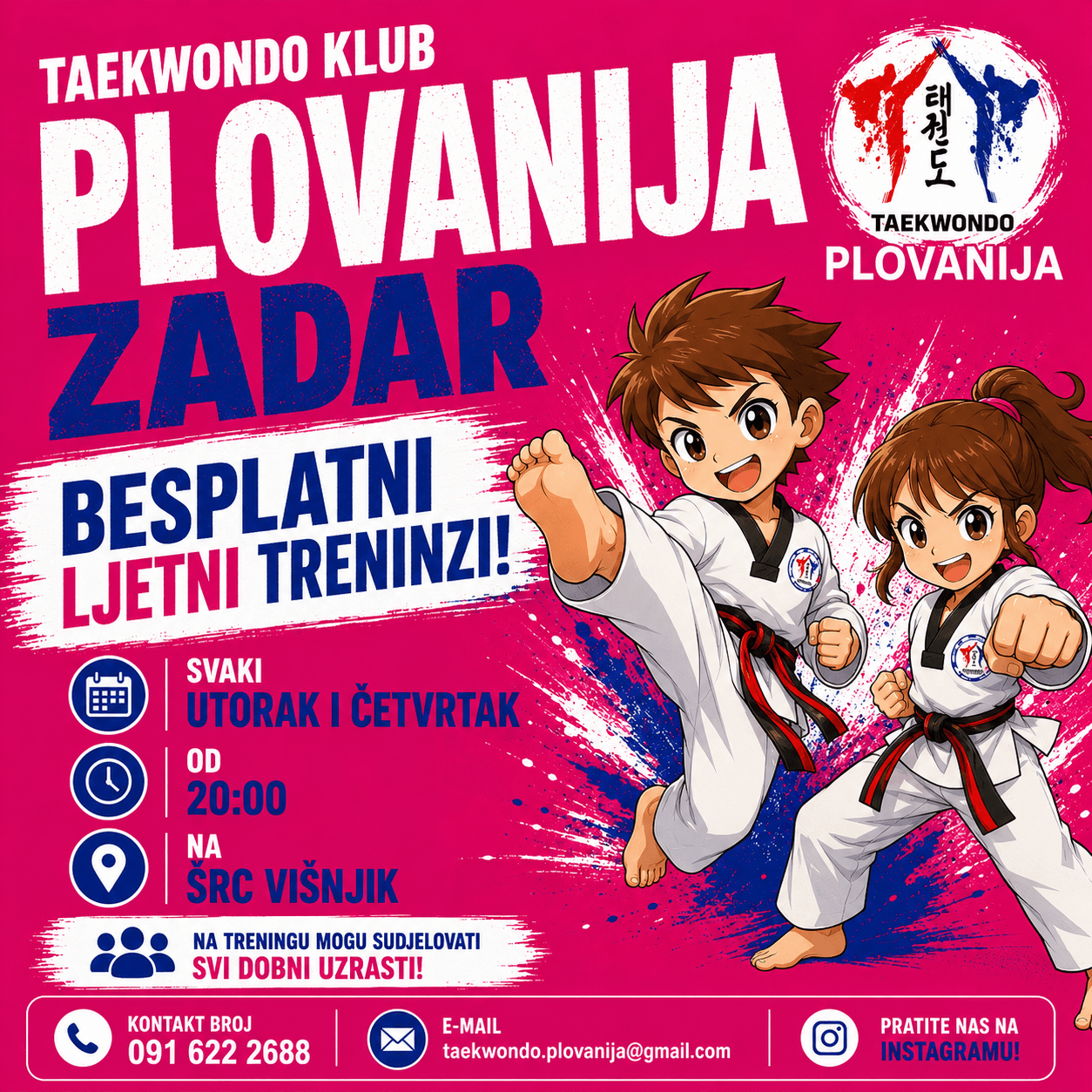 TK PLOVANIJA Besplatni ljetni treninzi za djecu i mlade