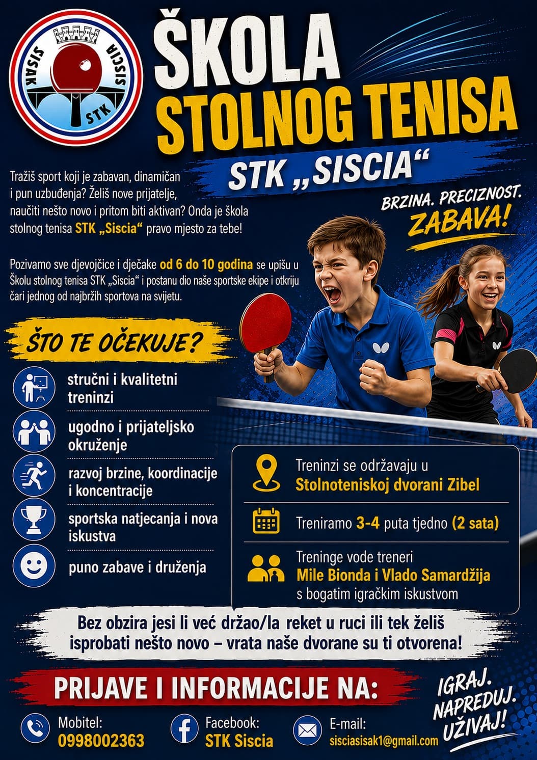 Pridružite se Školi stolnog tenisa STK ‘Siscia’